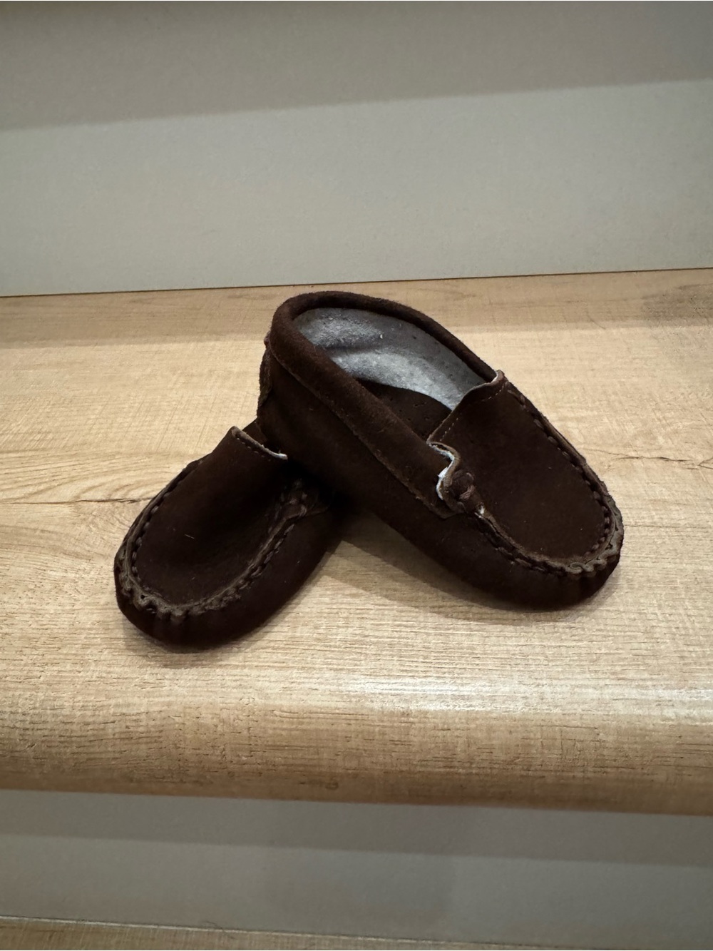Children's Suede Moccasin Slip-Ons in Dark Brown